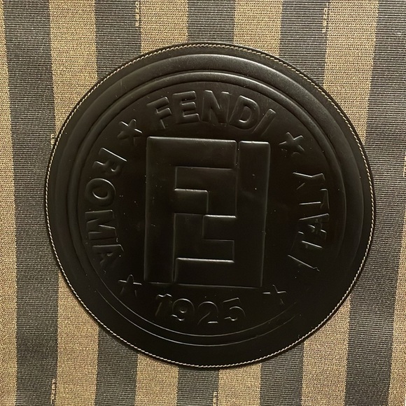 Fendi Vintage Logo Stamp Pequin Coated Canvas Shoulder Bag - Picture 3 of 15